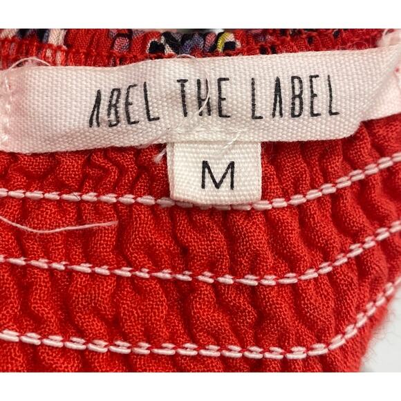 Abel the Label Lola Dress Floral Print High Low Midi Button Front Red Womens M - Picture 7 of 9